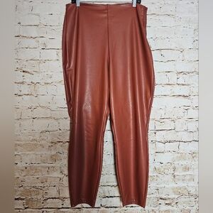 Forever 21 Faux Leather High-Waist Leggings in Rust Brown